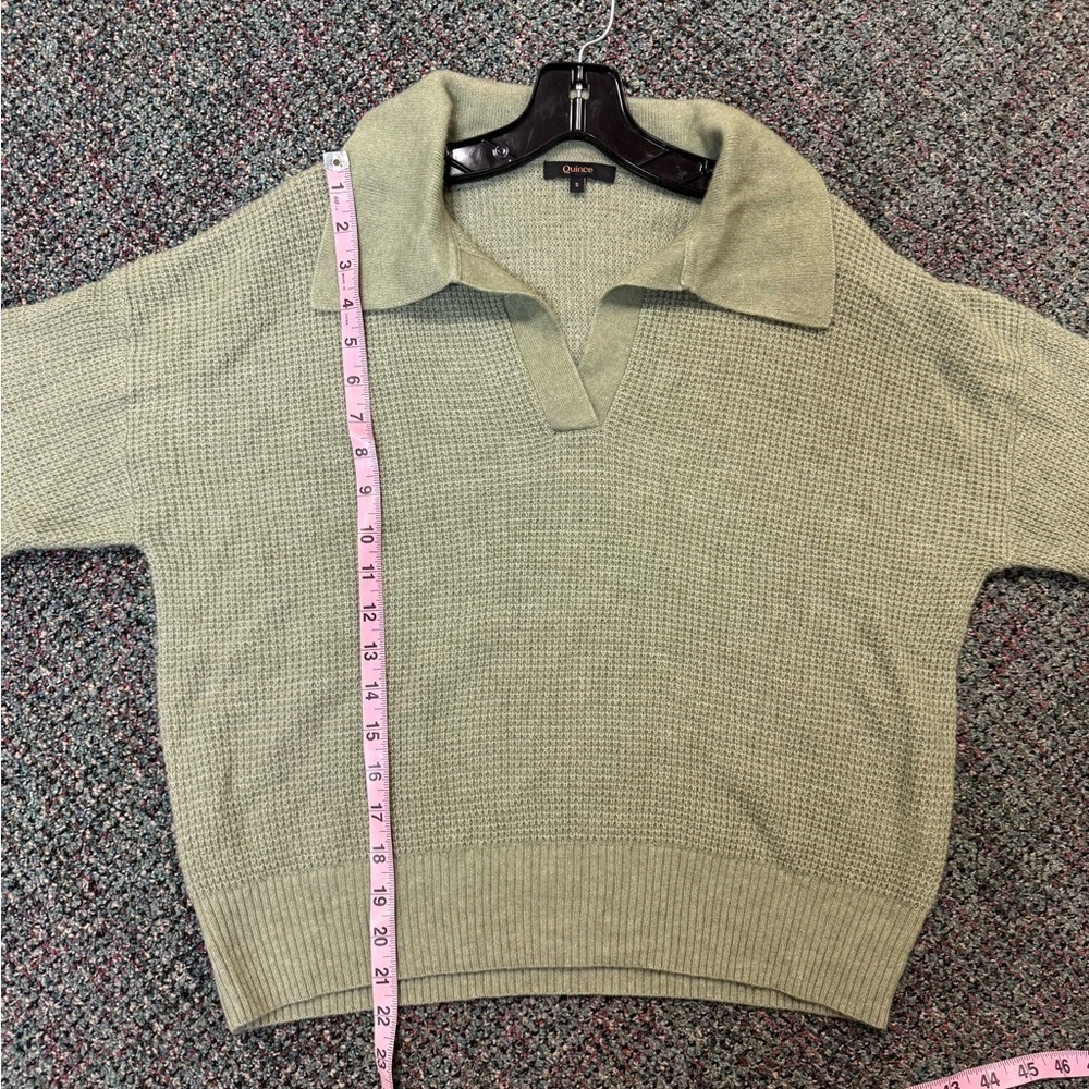 Quince Alpaca-Wool Waffle Knit Sweater-Sage Green Size Small - Picture 7 of 10